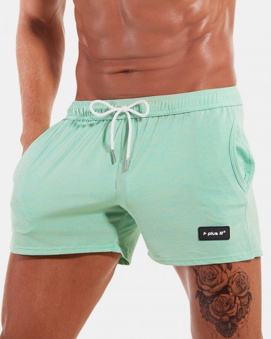 Mens Sport Solid Color Quick Dry Pocket Drawstring Shorts