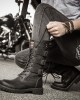 Men Classic Black Biker Boots Metal Buckle Motorcycle Boots