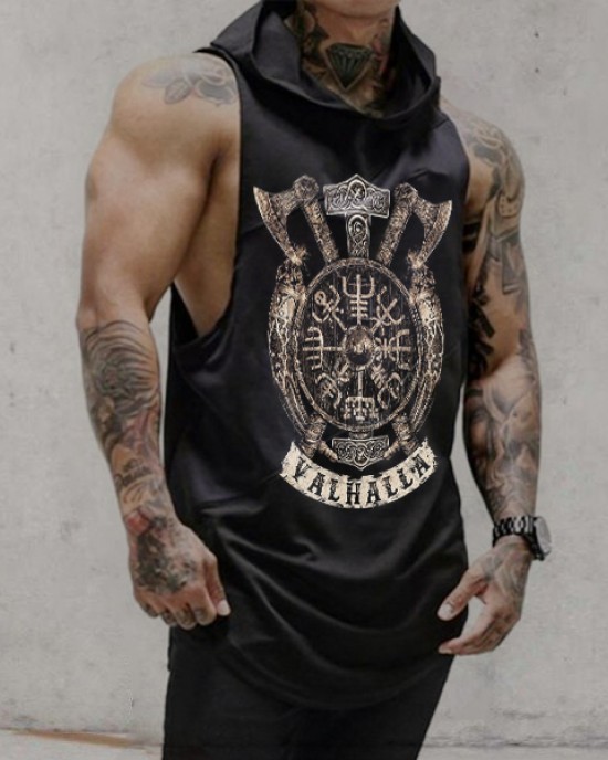 Men's training wear sleeveless hooded sweatshirt T-shirt  HF0119-04-03