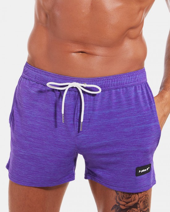 Mens Sport Solid Color Quick Dry Pocket Drawstring Shorts