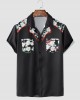 Mens Floral Print Double Pocket Button Up Holiday Two Pieces Outfits