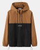 Men Patchwork Color Block Zip Embroidery Hoodies Windbreaker Jackets