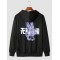 Men Dragon Print Chinese Kangaroo Pocket Casual Hooded Sweatshirt