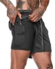 2  in  1 Men’s Running Shorts Double  deck Quick Drying Jogging Gym Short Pants with Phone Pocket