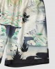 Mens Crane Landscape Print Contrast Trim Holiday Two Pieces Outfits