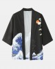 Mens Kimono Waves   Cap Pattern Japanese Elastic Waist Two Piece Outfits