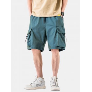 Mens Casual Big Pocket Drawstring Cargo Shorts