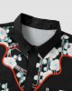 Mens Floral Print Double Pocket Button Up Holiday Two Pieces Outfits